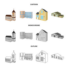 Vector design of facade and housing logo. Set of facade and infrastructure vector icon for stock.