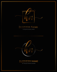 Initial H N HN handwriting logo vector. Letter handwritten logo template.