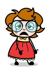 Tired - Teenager Cartoon Intelligent Girl Vector Illustration
