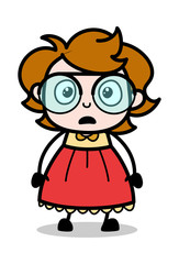 Shocked - Teenager Cartoon Intelligent Girl Vector Illustration