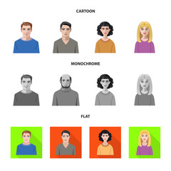 Isolated object of hairstyle and profession  symbol. Collection of hairstyle and character  stock symbol for web.