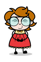 Tickling - Teenager Cartoon Intelligent Girl Vector Illustration