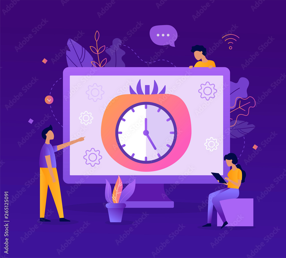 Canvas Prints pomodoro technique concept. time management concept. flat vector illustration.