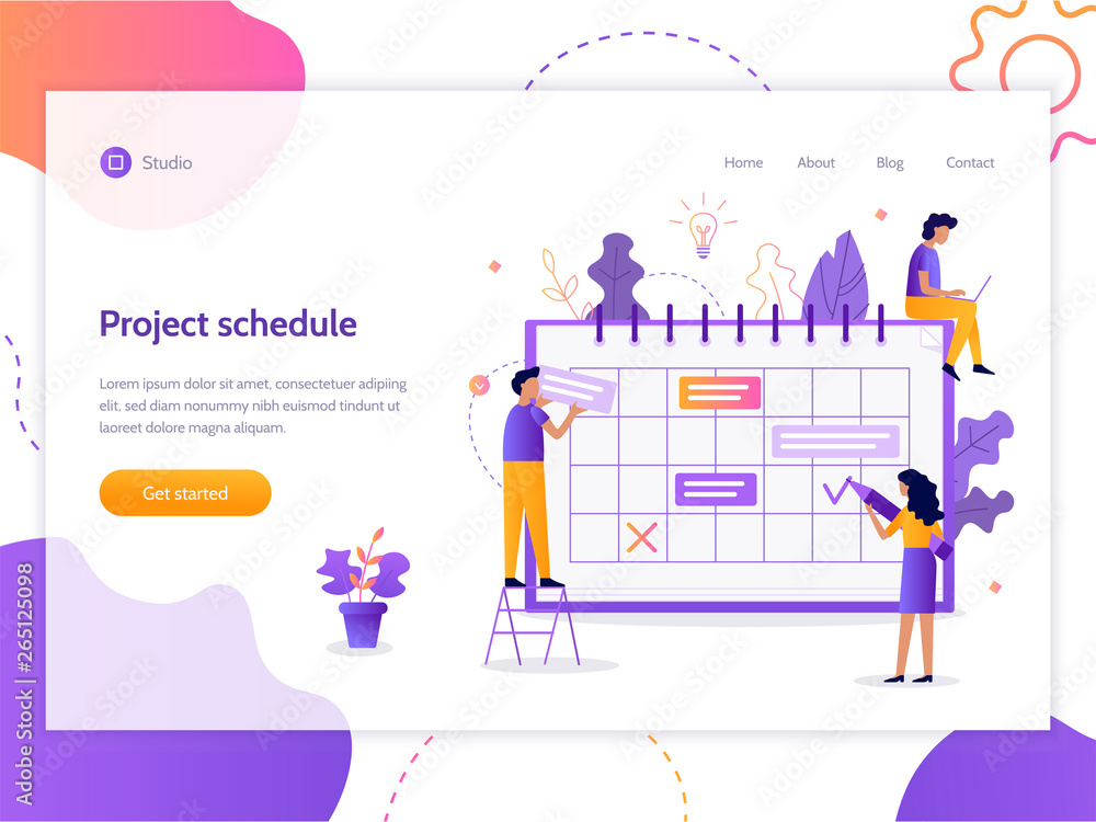 Poster project schedule. time management web banner. calendar with tasks. flat vector illustration.