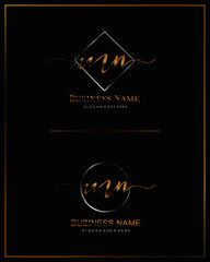Initial M N MN handwriting logo vector. Letter handwritten logo template.