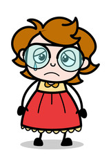 Exhausted - Teenager Cartoon Intelligent Girl Vector Illustration