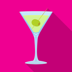Vector illustration of martini and glass sign. Set of martini and alcohol vector icon for stock.