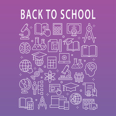 Education line icons set for interface, print.