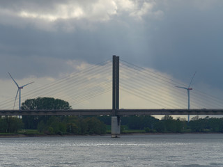 bridge leading over the river Rhine in Rees