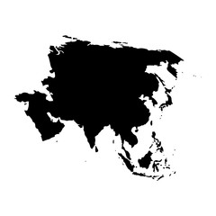 Vector map Asia. Isolated vector Illustration. Black on White background. EPS 10 Illustration.