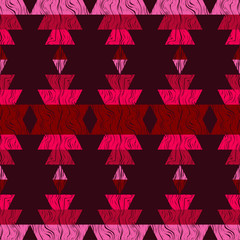 Ethnic boho seamless pattern. Embroidery on fabric. Patchwork texture. Weaving. Traditional ornament. Tribal pattern. Folk motif. Can be used for wallpaper, textile, invitation card, wrapping, web pag