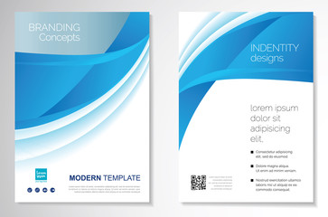 Template vector design for Brochure, AnnualReport, Magazine, Poster, Corporate Presentation, Portfolio, Flyer, infographic, layout modern with blue color size A4, Front and back, Easy to use and edit.
