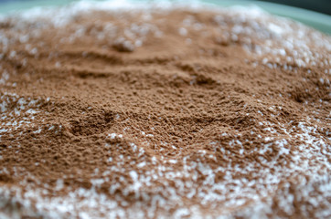 Close-up. Cocoa sprinkle. Texture. Background.