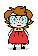 Speechless - Teenager Cartoon Intelligent Girl Vector Illustration