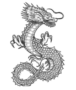 Chinese dragon spirit tattoo set