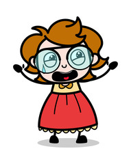 Screaming - Teenager Cartoon Intelligent Girl Vector Illustration