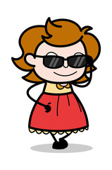 Fashionable Girl - Teenager Cartoon Intelligent Girl Vector Illustration