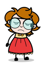 Dizziness in Summer - Teenager Cartoon Intelligent Girl Vector Illustration