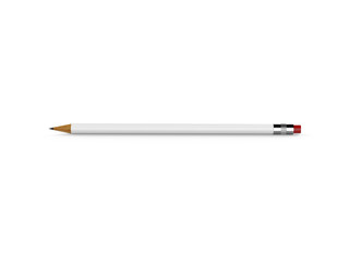 Blank white round pencil mock up template on isolated white background, 3d illustration