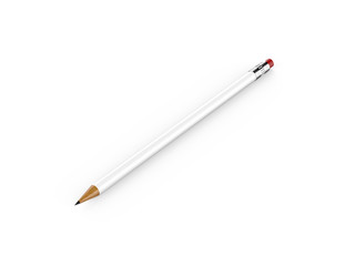 Blank white round pencil mock up template on isolated white background, 3d illustration