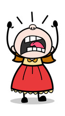 Screaming in Aggression - Teenager Cartoon Intelligent Girl Vector Illustration