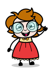 Cheerful Smile - Teenager Cartoon Intelligent Girl Vector Illustration