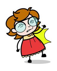 Hitted By - Teenager Cartoon Intelligent Girl Vector Illustration