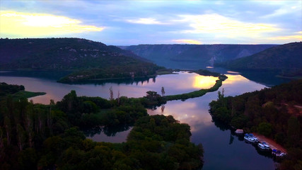 beautiful landscape in purple colors