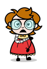 Fractured Hand - Teenager Cartoon Intelligent Girl Vector Illustration