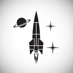 Rocket icon on background for graphic and web design. Simple vector sign. Internet concept symbol for website button or mobile app.