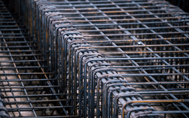 steel rebar component in construction site
