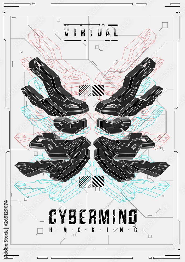 Poster cyberpunk futuristic poster. retro futuristic poster template. tech abstract poster template. modern