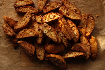 Italian cantuccini cookies on baking paper