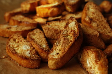 Italian cantuccini cookies on baking paper