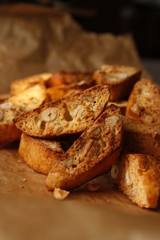 Italian cantuccini cookies on baking paper
