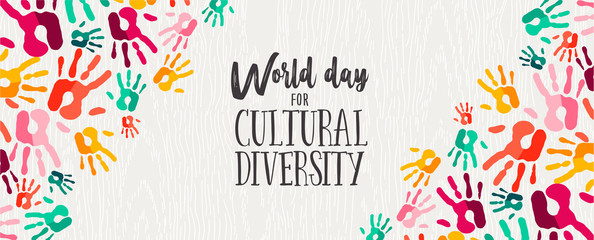 Cultural Diversity Day banner of color human hands - obrazy, fototapety, plakaty