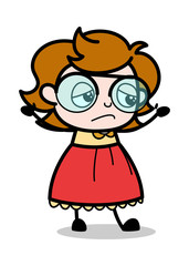 Upset Face - Teenager Cartoon Intelligent Girl Vector Illustration