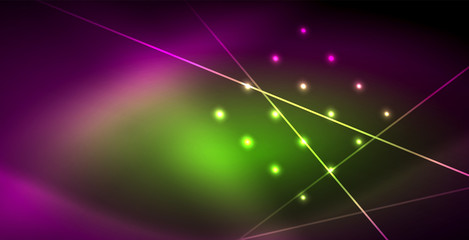 Neon glowing lines, magic energy space light concept, abstract background wallpaper design