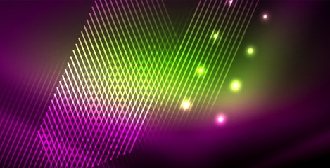 Fototapeta na wymiar Neon glowing lines, magic energy space light concept, abstract background wallpaper design
