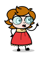 Wonder Face Gesture - Teenager Cartoon Intelligent Girl Vector Illustration