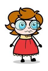 Very Emotional - Teenager Cartoon Intelligent Girl Vector Illustration