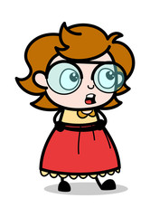 Giving Speech - Teenager Cartoon Intelligent Girl Vector Illustration