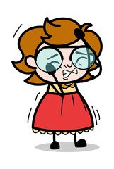 Itching - Teenager Cartoon Intelligent Girl Vector Illustration