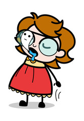 Soul Leaving Body - Teenager Cartoon Intelligent Girl Vector Illustration