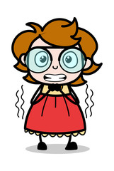Fearful - Teenager Cartoon Intelligent Girl Vector Illustration