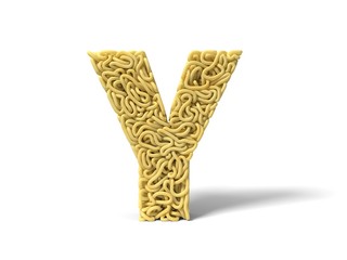 noodle in shape of Y letter. curly spaghetti for cooking. 3d illustration