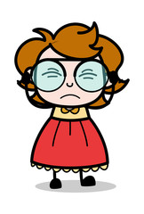 Irritated - Teenager Cartoon Intelligent Girl Vector Illustration