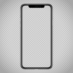new vector Smartphone template for web interface, app demo mockup. No frames and blank screen on transparent backround