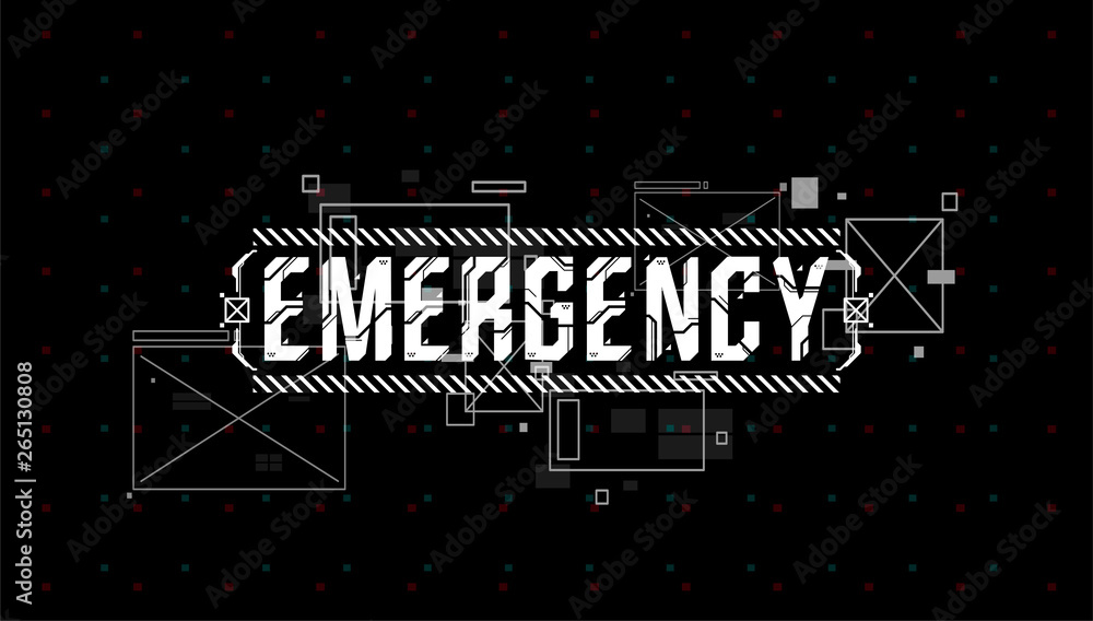 Fototapete Emergency. Conceptual Layout with HUD elements for print and web. Lettering with futuristic user interface elements.