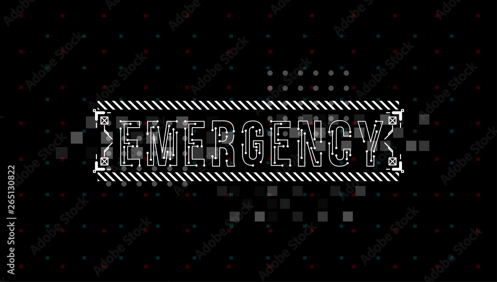 Fototapete Emergency. Conceptual Layout with HUD elements for print and web. Lettering with futuristic user interface elements.